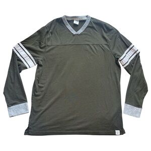 Abercrombie & Fitch Contrast Stripe Long Sleeve Muscle Tee Khaki Green Men’s XL